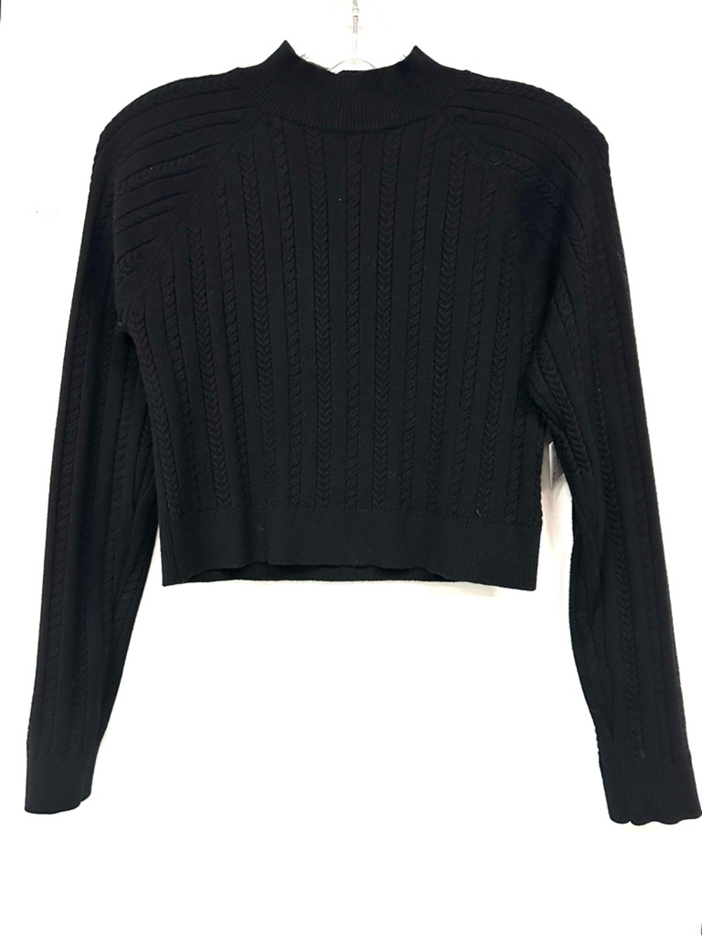 Aritzia Sunday Best cable knit mock neck crop sweater Large minimalist Classic